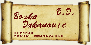 Boško Dakanović vizit kartica
